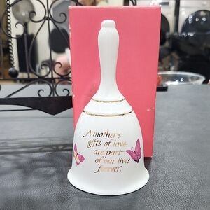 VINTAGE CARLTON CARDS PORCELAIN BELL with GOLD TRIM